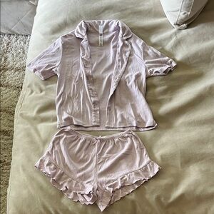 Wild fable Soft Lilac Women's Ruffle Short Pajama Set